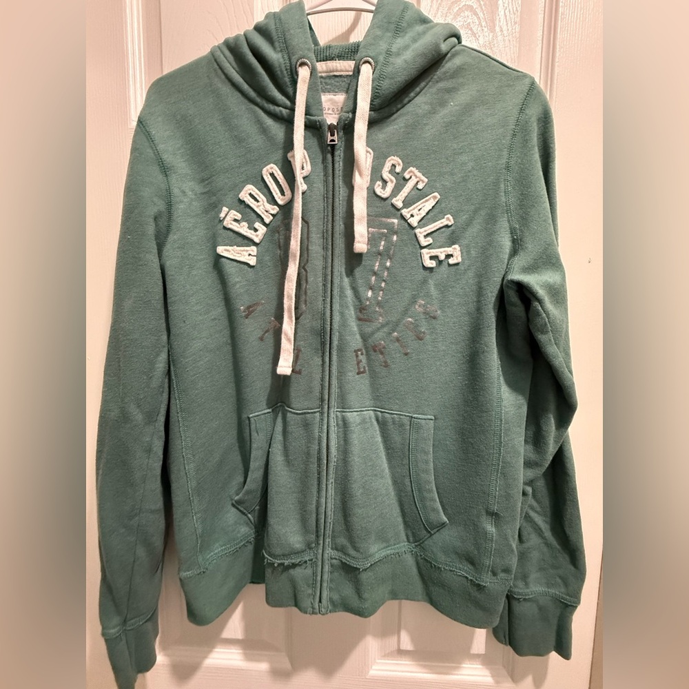 Aeropostale Teal Hoodie with White Drawstrings
